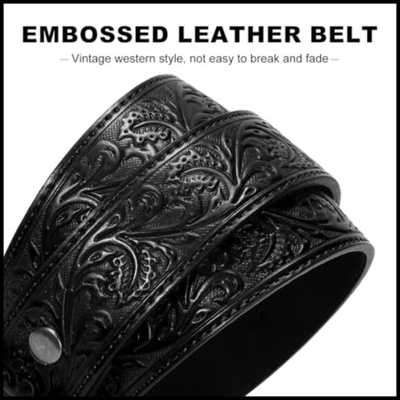 Split Leather Western Cowboy Belt with Bull Buckle for Jeans